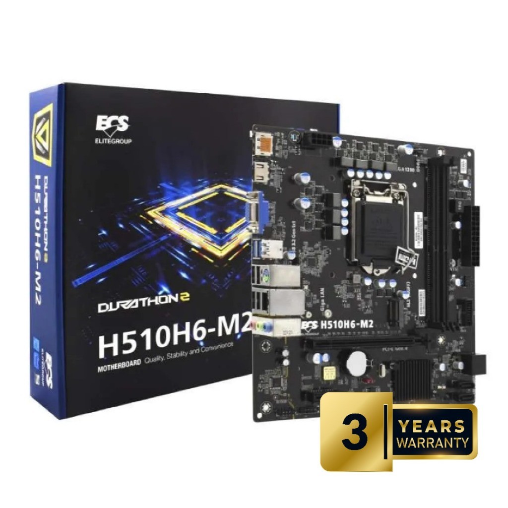 Motherboard ECS H510H6-M2 LGA 1200 Intel Gen 10/11 DDR4 Micro ATX Support i3 i5 i7 VGA M.2 USB 3.2