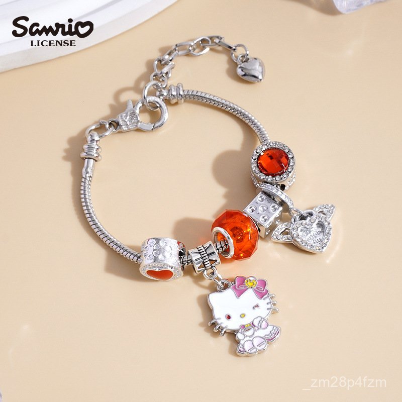 Sanrio Genuine Bracelet Cinnamoroll My Melody kt Cat Bracelet Niche Sweet Alloy Beaded Cartoon Hand 