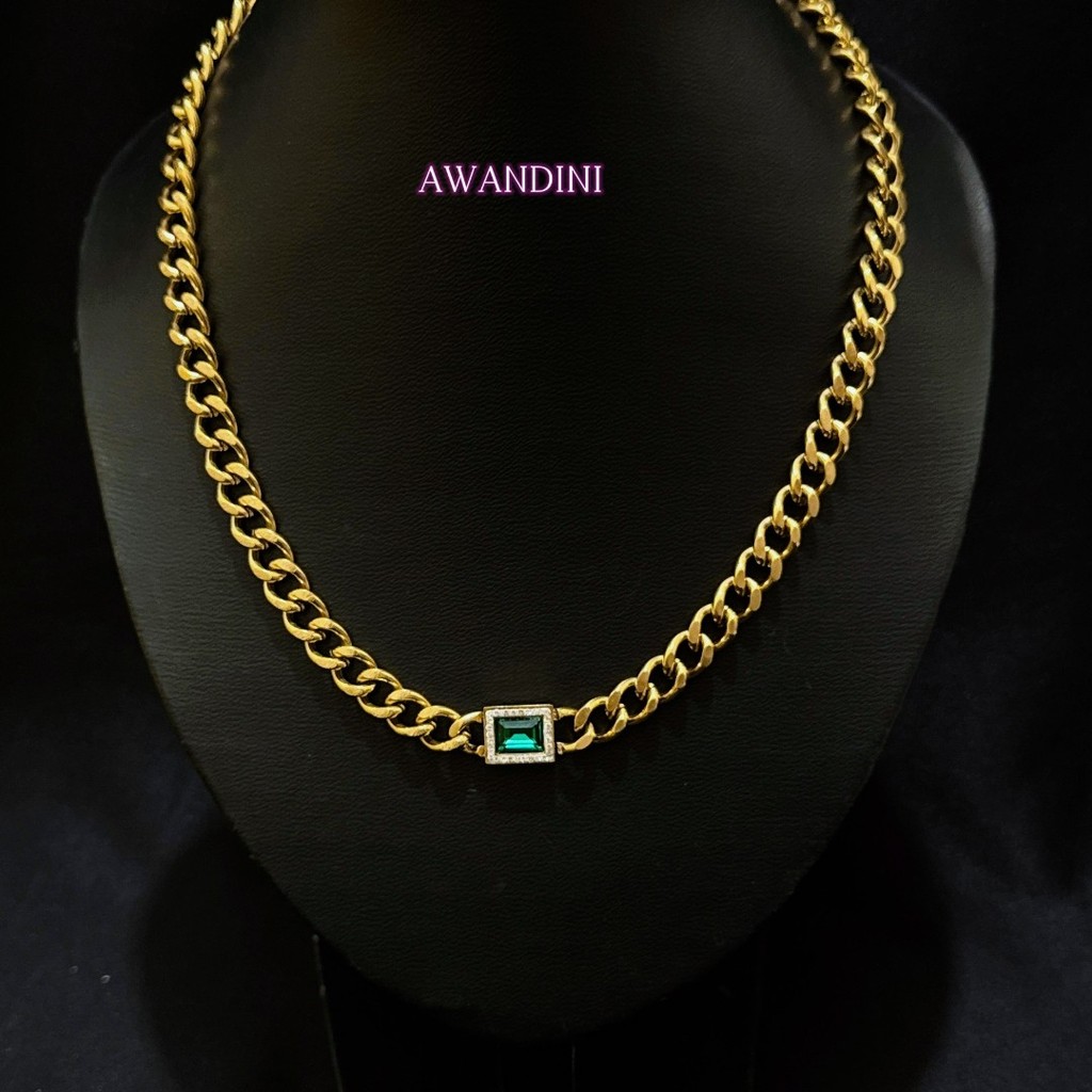 Kalung Wanita Sisik Permata Hijau Tosca Desain Elegan Romantis Awandini Jewellery
