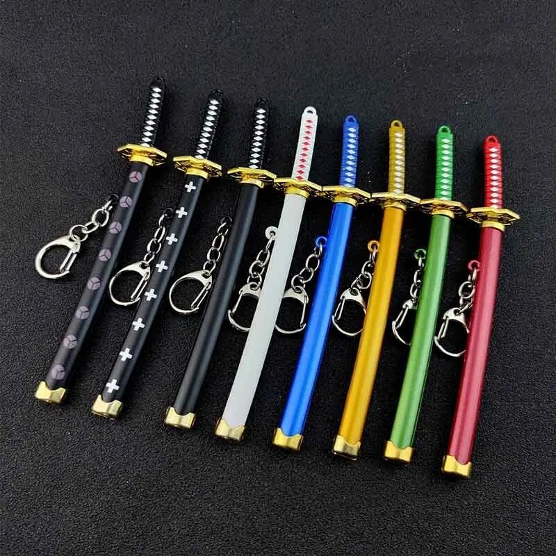 Mini Roronoa Zoro Samurai Sword Keyain Anime  Plastics Scabbard Key ain Ring Katana Buckle for Men C