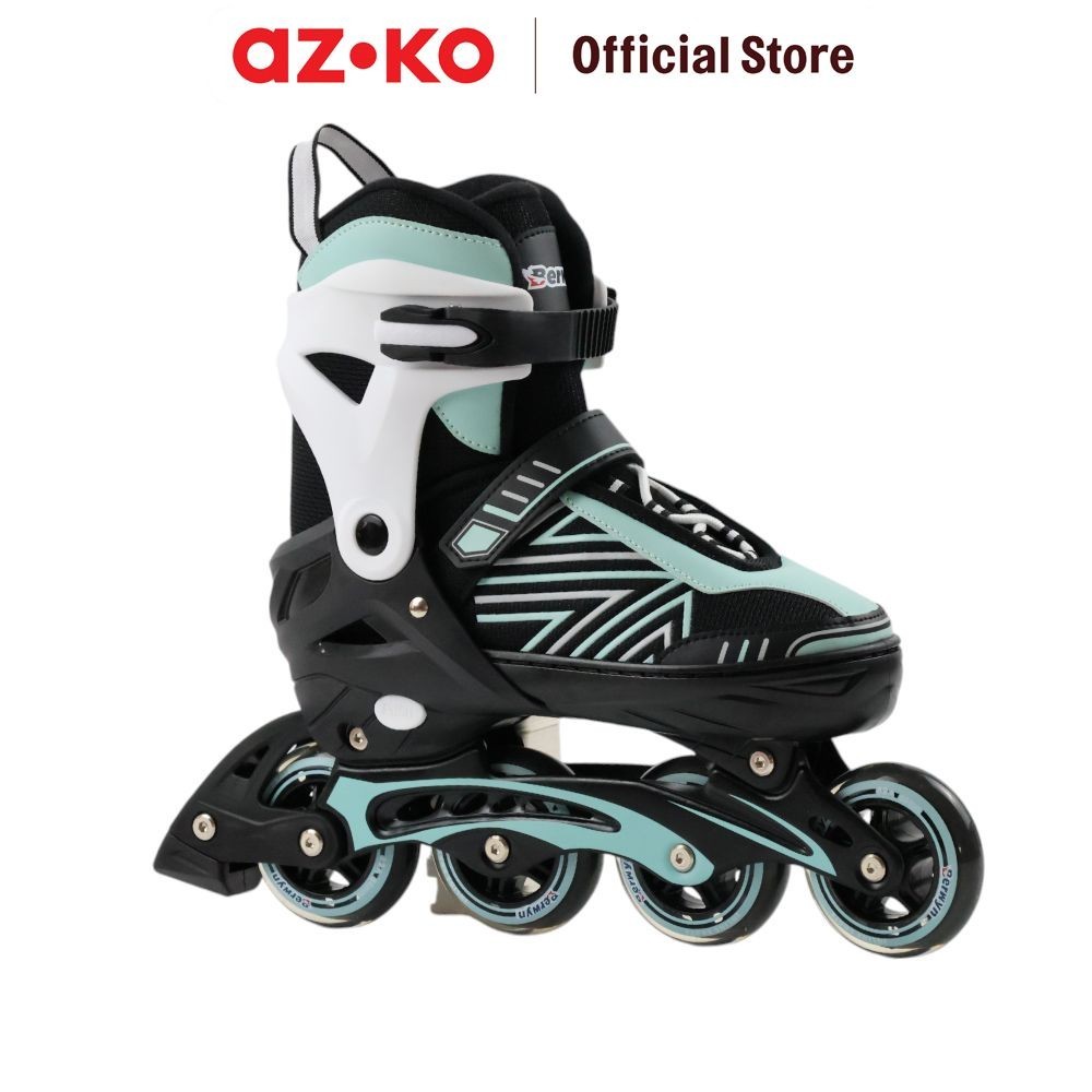 PROMOAZKO Berwyn Ukuran Xl Sepatu Roda Inline Skate - Hitam/Hijau Inline Skates Roller Shoes Perleng