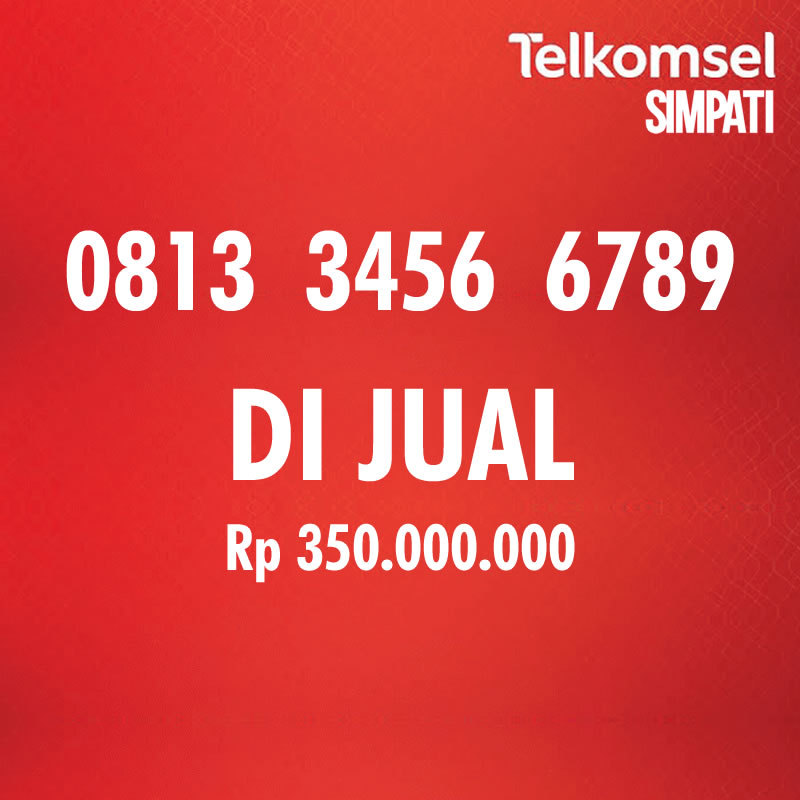 Nomor Super Cantik Urut Naik 0813 3456 6789 Simpati Telkomsel Prabayar Bukan Perdana 081334566789 No