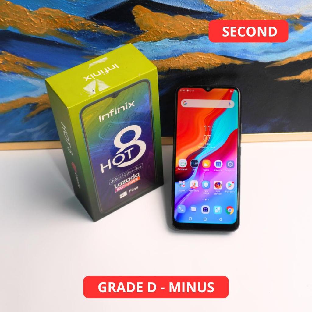 INFINIX HOT 8 2/32 GB GRADE D - MINUS HP SECOND ORIGINAL SINAR MUTIARA CELL