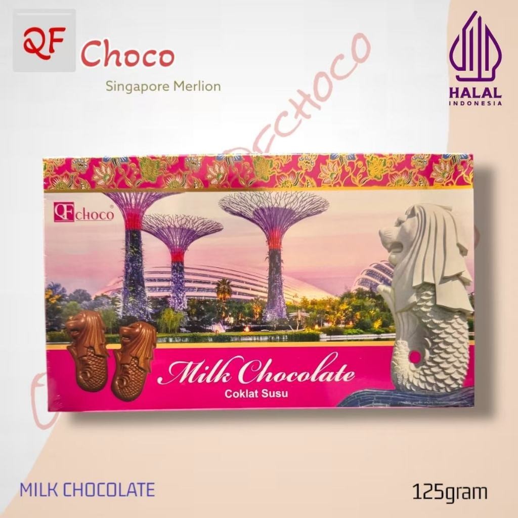Cokelat QFcHoco Singapore Merlion Original 100% Halal 125gram