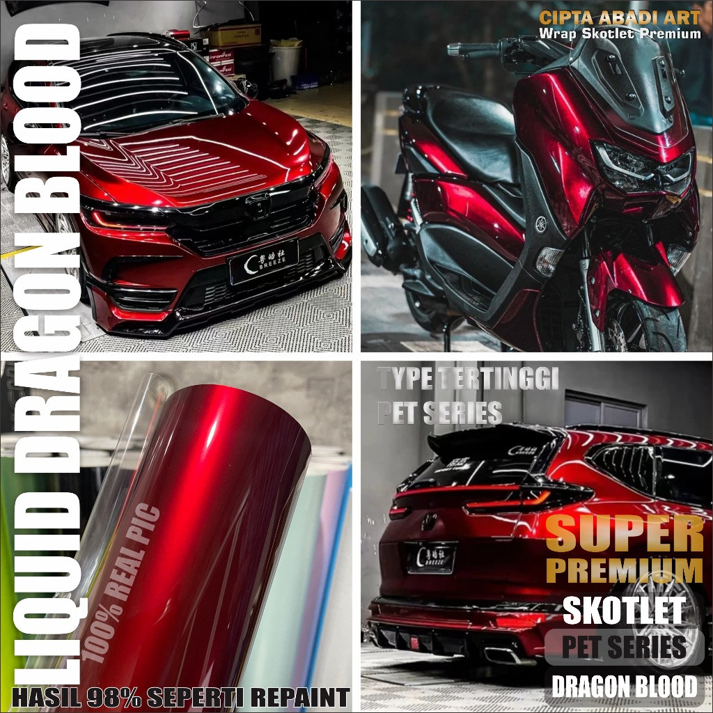 Stiker Skotlet Motor Dragon Blood Red Scotlet Merah Lembayung Hitam Seri PET Premium Skotlite Type T