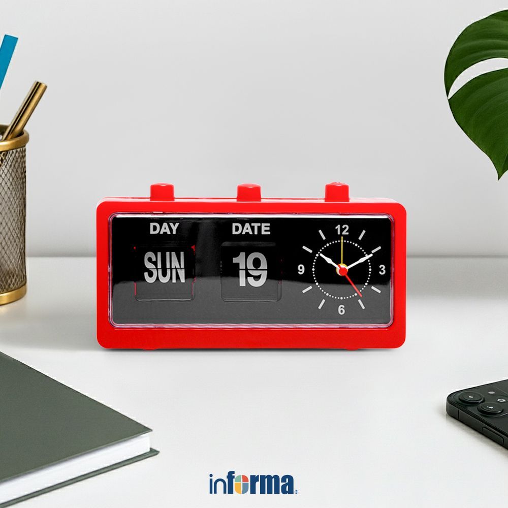 Informa Jam Weker Analog - Merah Alarm Clock Waker Clock Jam Alarm Dekorasi Kamar Tidur