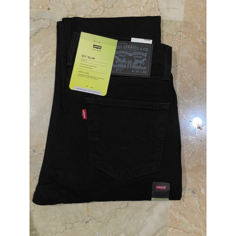 Levis 511 Slim Fit Stretch Hitam Katun Denim