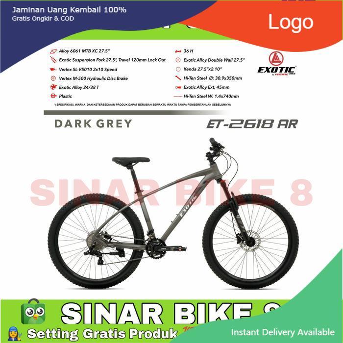 Sepeda Gunung 27,5 Inch MTB EXOTIC ET 2618 AR Alloy 20 Speed Hidrolik - Dark Grey