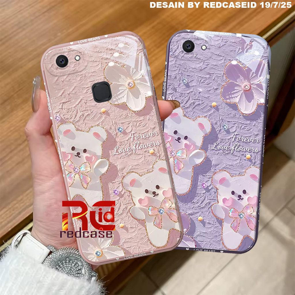Case Hp ViVo V7 / V7 Plus / Y71 / Y83 / Y81 / V5 / V5 Lite - Softcase Procamera Motif Bear Bingkai