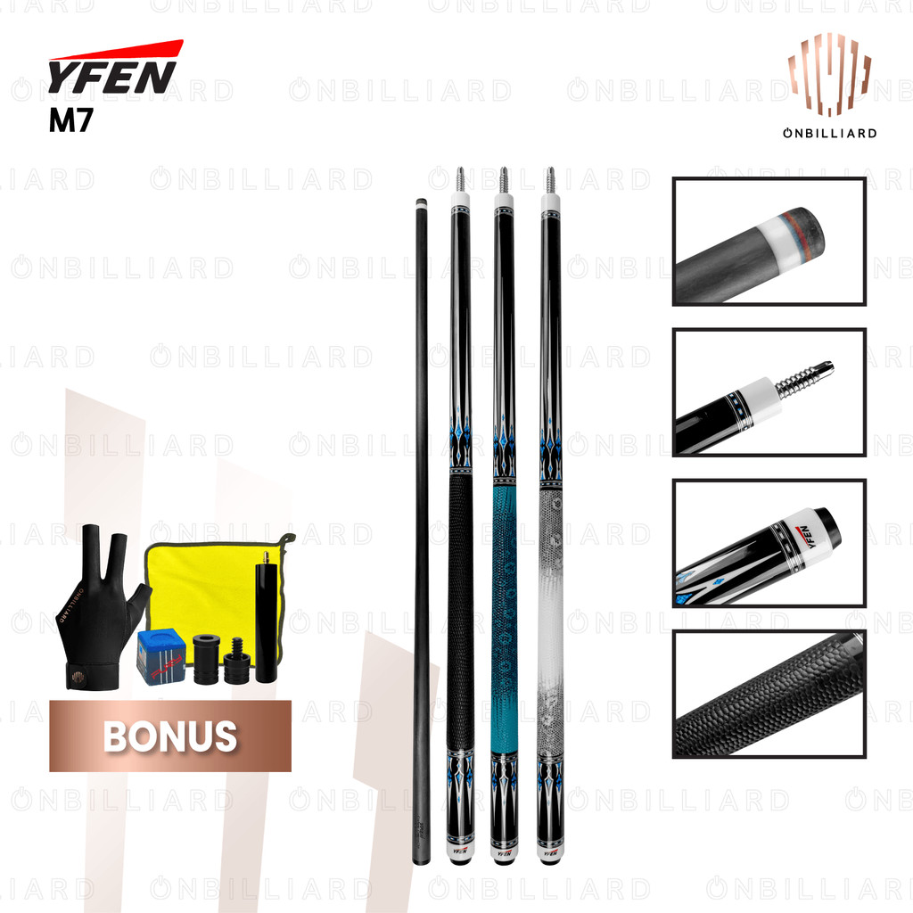 Stick Billiard Carbon YFEN Cue Leather Grip Stik Play M7 Yfen M Series