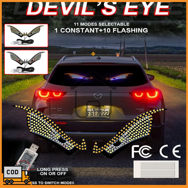 [COD]Lampu LED Animasi Mata Lampu Devil Eye Merk Multi Mode Layar Tampilan LED Tempel Kaca USB Truk 