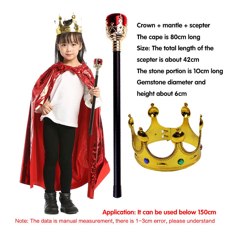 FX 3 In 1 King Costume / Kings Crown / Kostum Raja Robe Wand Crown Halloween