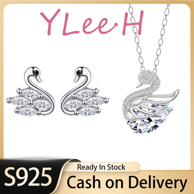 Set Anting dan Liontin Angsa Berlian yang Elegan dan Unik