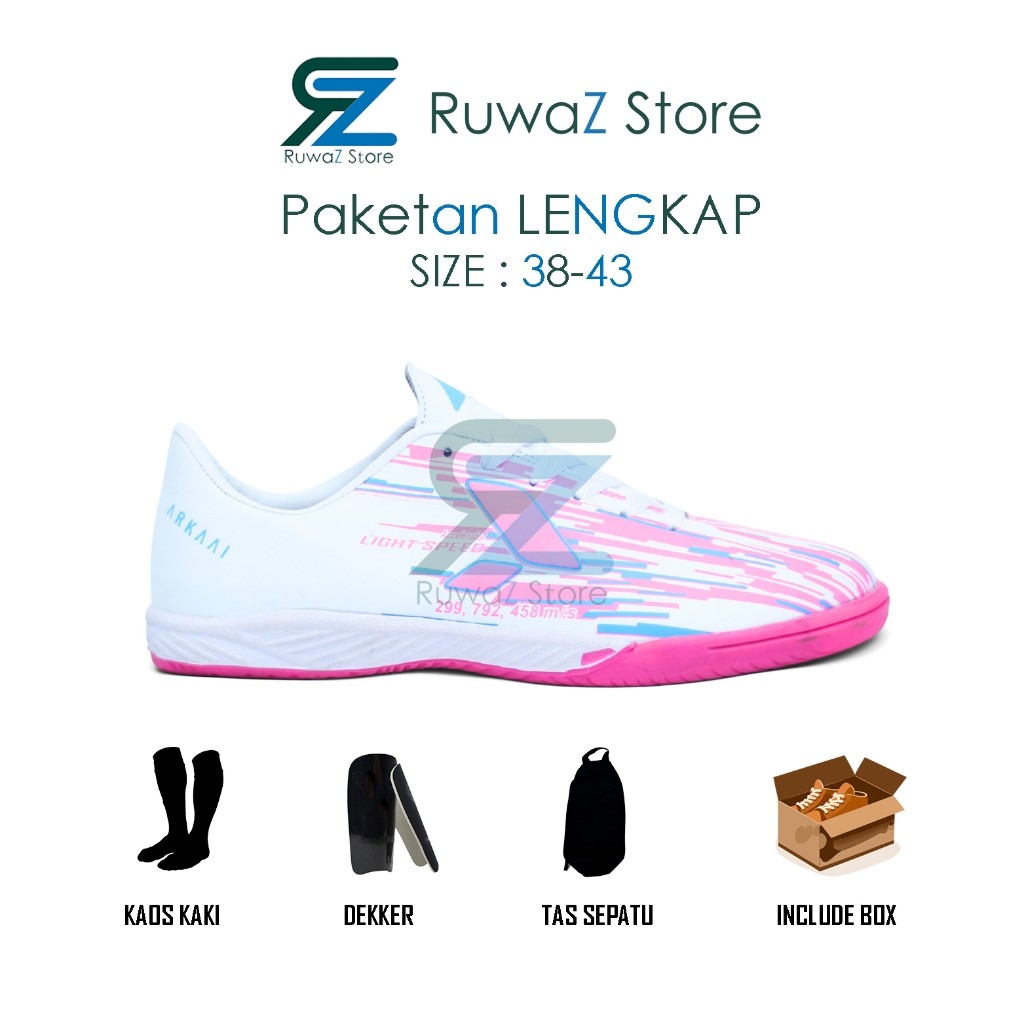 SEPATU FUTSAL PRIA ORTUS_ ORTUSEIGHT_ _LIBERTE PUTIH PINK TERLARIS