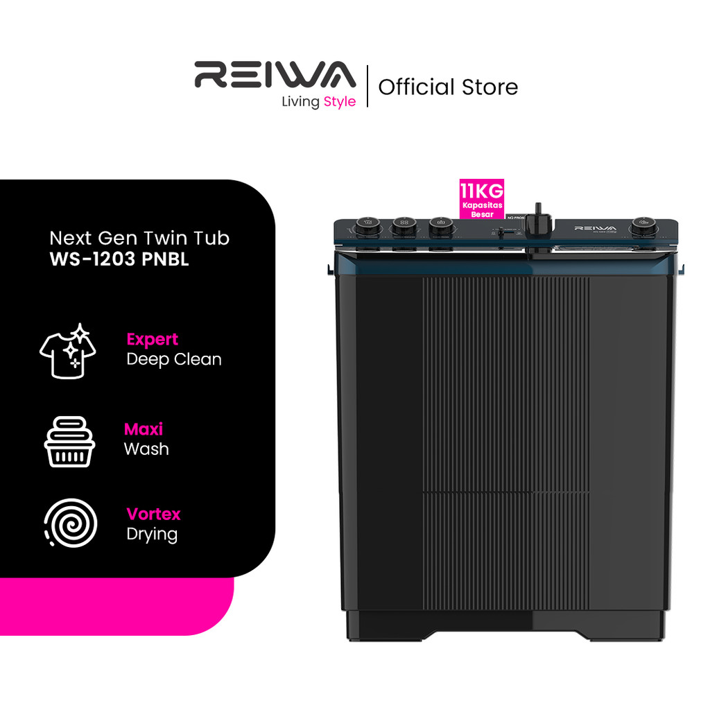 Reiwa Mesin Cuci 2 Tabung 11Kg  WS-1203PNBL Prussian Blue