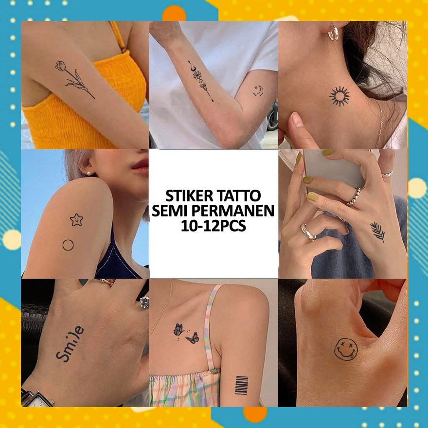 Stiker Tato Temporer Semi Permanen Kecil Mini Lucu Tatto Tattoo Bisa Hilang Sticker Tempelan Tempel 