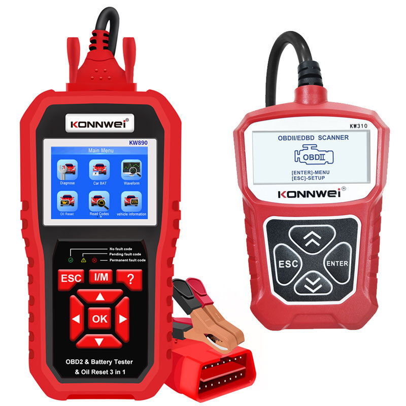 KONNWEI KW890 OBD2 Oil Reset Scanner Auto Professional Battery Tester Analyzer Engine eck + KW310 Ob