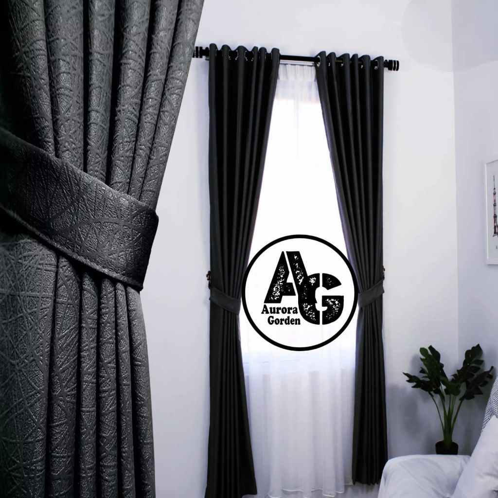 Gorden Blackout Tebal Polos Doff Serat Abstrak Import Model Smokring