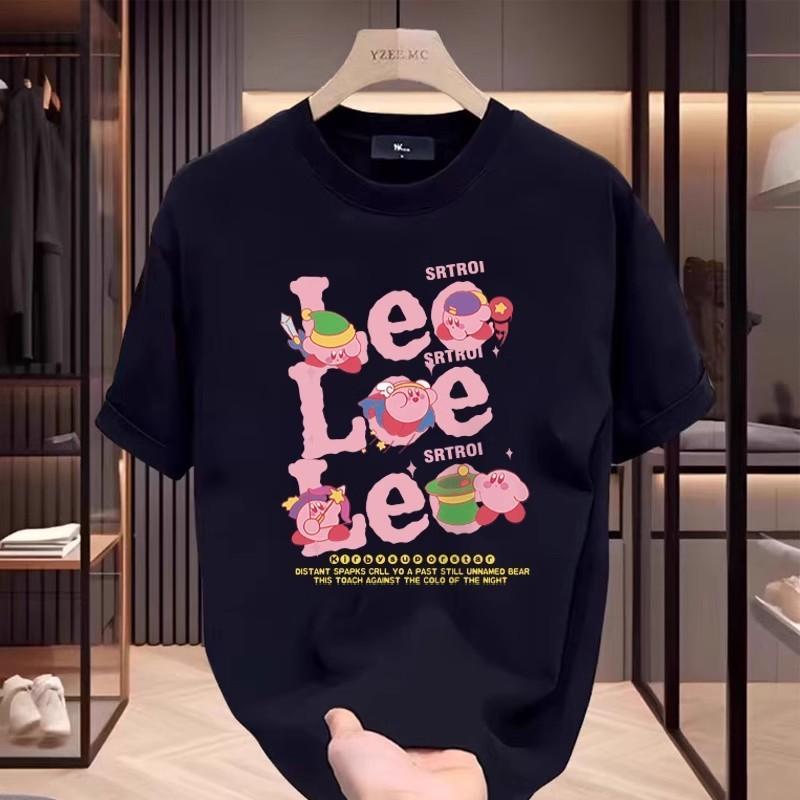 Kaos Couple Trendy Katun Murni, Gaya Desain Kartun Kirby, Cocok untuk OOTD Sehari - hari