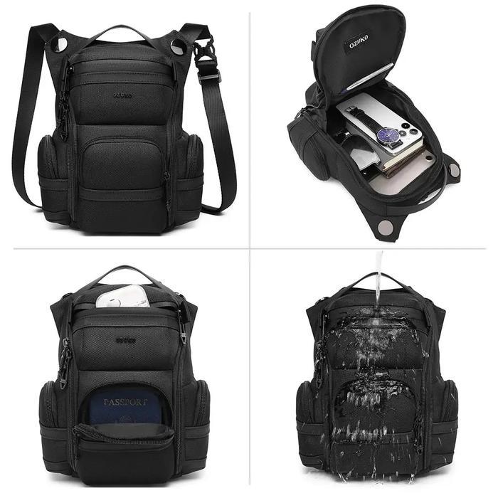 promo  -OZUKO Legaro Leg Bag #9816 - Tas Paha Selempang Mini Pria - Black