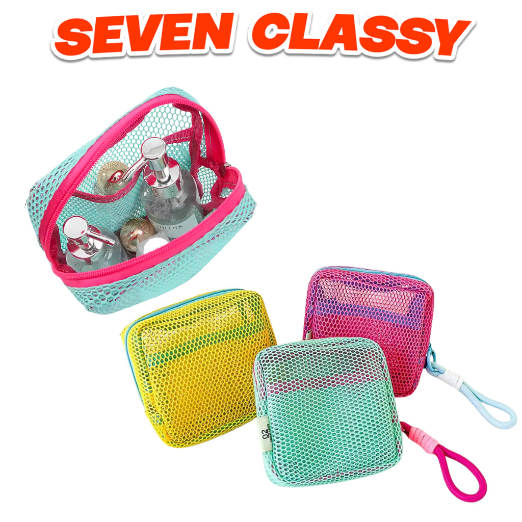 SC - Tas Kosmetik Jaring Travel Makeup H1091 Pouch Mini Anti Jamur Fleksibel Dengan Hand Strap