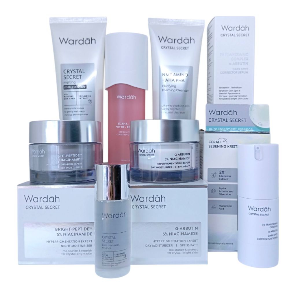 WARDAH SKINCARE CRYSTAL SECRET PAKET SERIES LENGKAP/ PAKET Wardah Crystal Secret Komplit/ FLEK HITAM