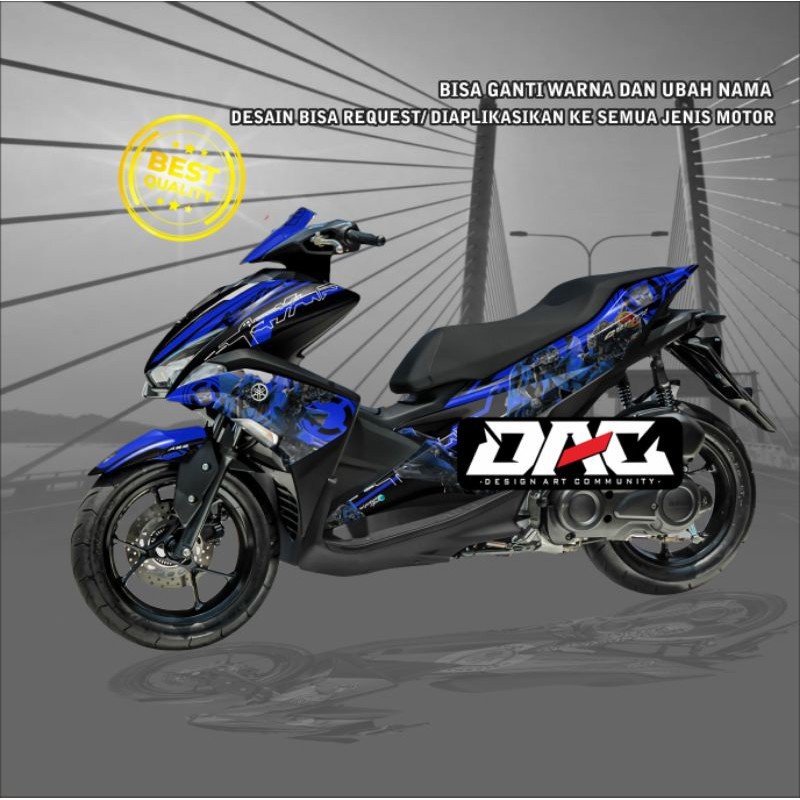 Sticker Decal Full body grafis simple aerox biru