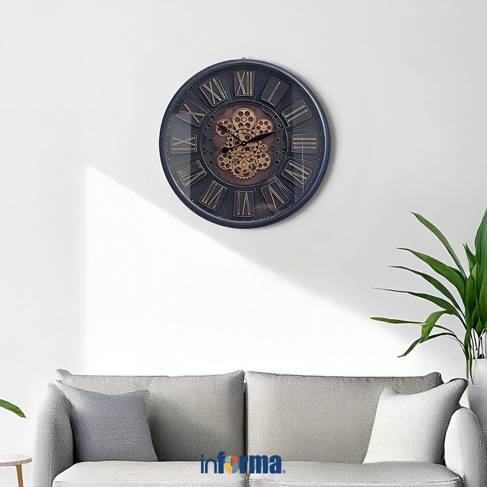 Informa 70 cm Jam Dinding Gear 016 - Abu-Abu Wall Clock Jam Tembok Aesthetic Dekorasi Rumah Hiasan D
