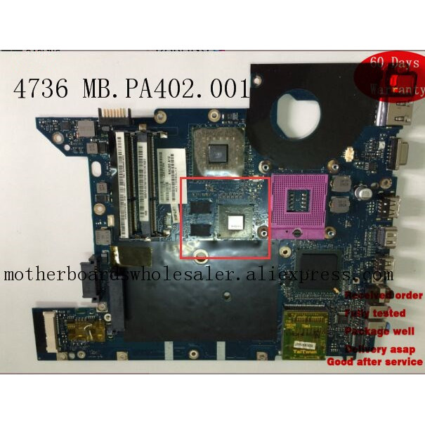 Replacement Laptop Motherboard LA4494P for ACER 4736 4736G 4736Z  MBPA402001 MBPA402001 Tested