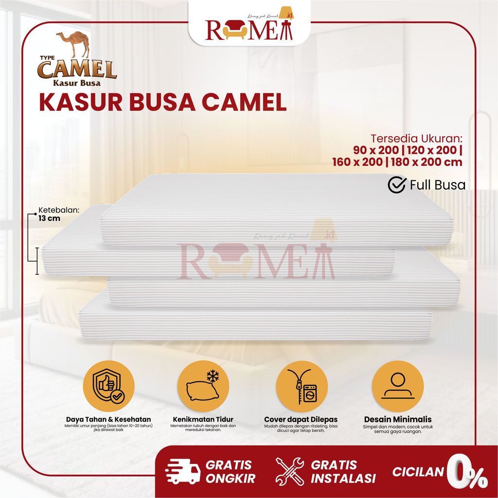 Rumea – Kasur Busa Camel Citra Tebal 13 cm | Mattress Busa 180x200 | 160x200 | 120x200 | 90x200 | Ka