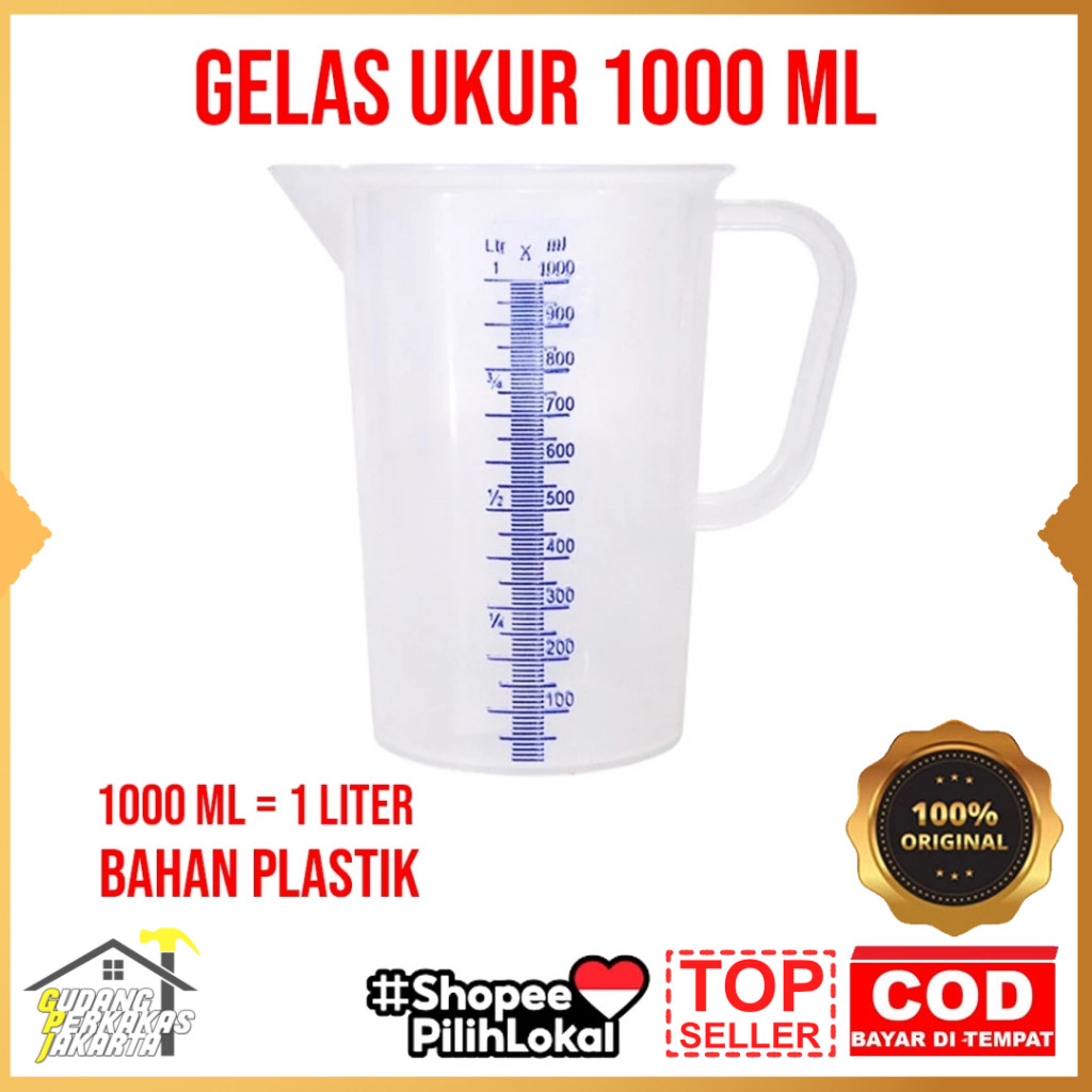 Gelas Ukur Plastik 1000ml Gelas Takar 1 Liter Tebal Multifungsi Untuk Oli Air Minyak Dapur