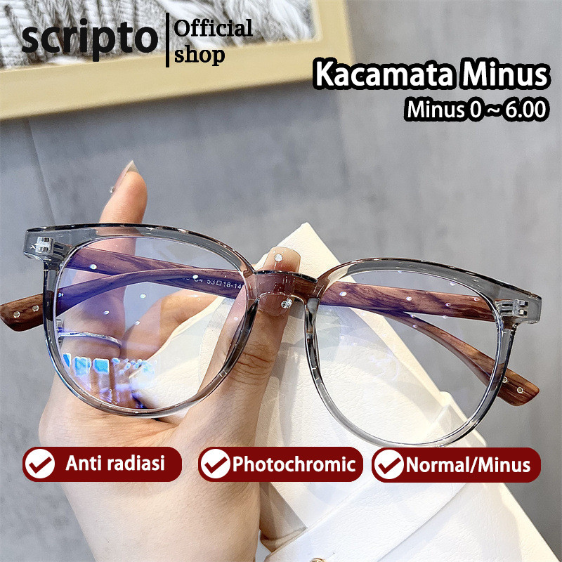 Scripto Kacamata Minus -1/-1.5/-2/-2.5/-3/-3.5/-4/-4.5/-5/-5.5/-6 Anti Radiasi Blueray Wanita Pria B