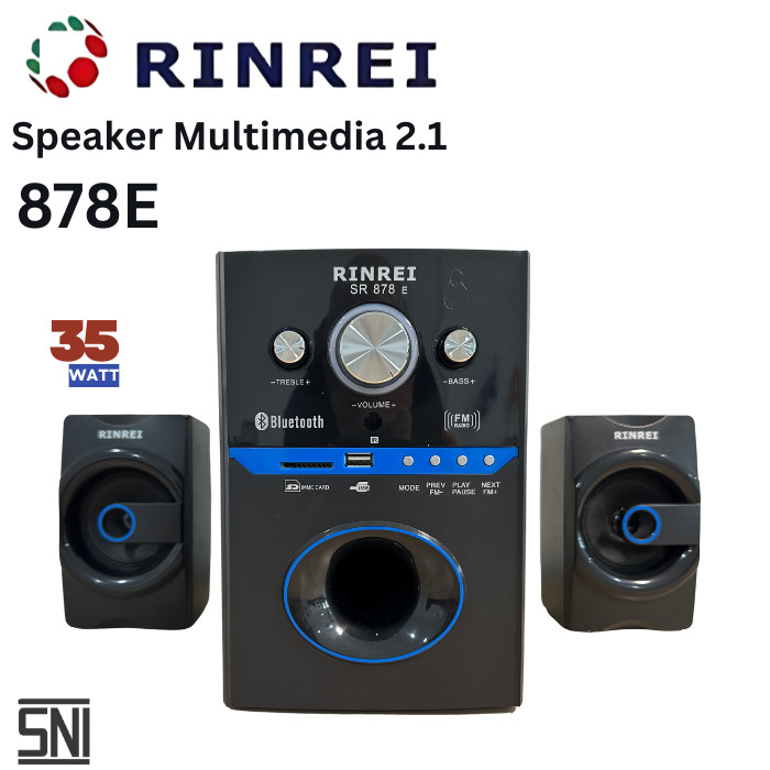 Rinrei Speaker Bluetooth Multimedia 2.1 35W SR 878E FM Radio SD Card USB Remote (A)