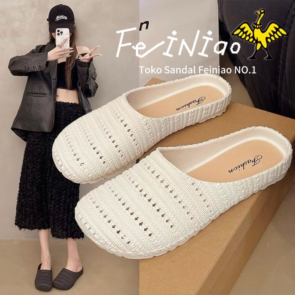 Sandal Slop Anti Slip Sendal Karet Sandal Flat Jaring Jaring
