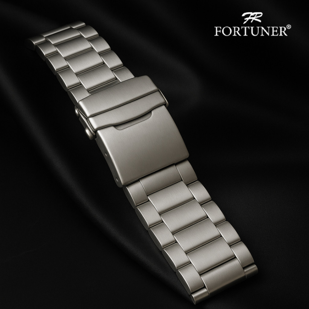 Fortuner Rantai Jam Tangan Stainless Steel Ukuran 22 24 26 mm Panjang 19cm Silver Hitam Tanpa Logo 1
