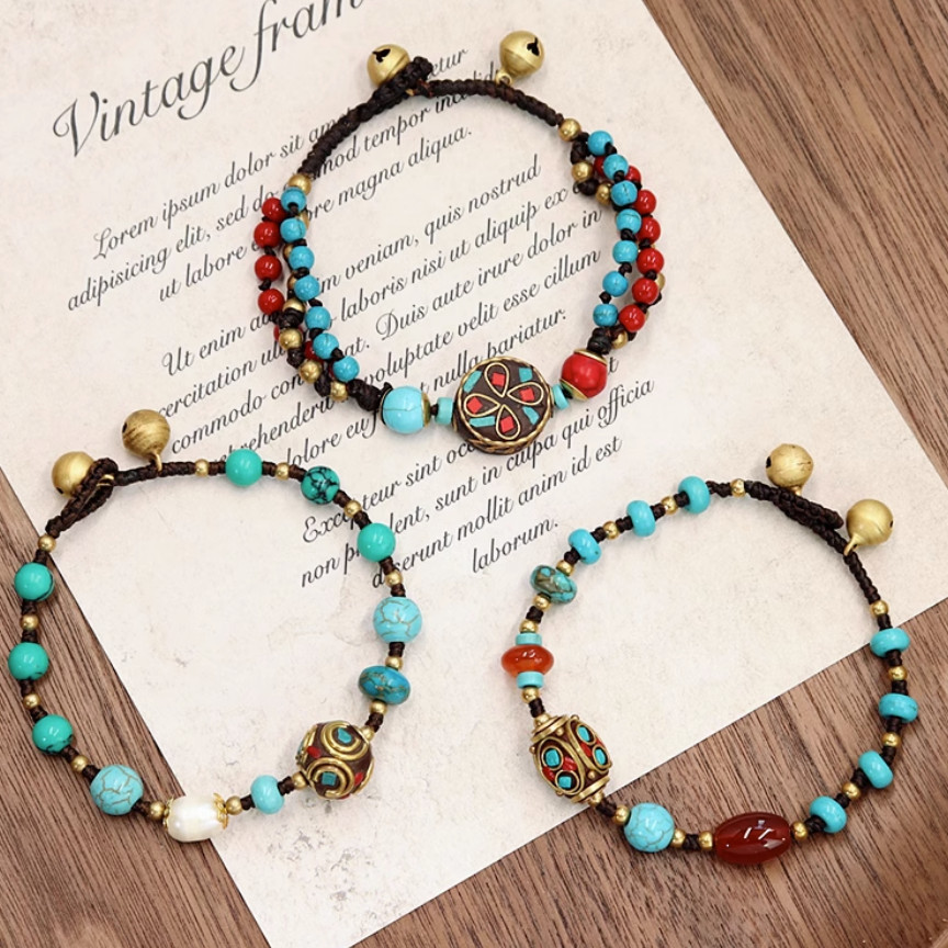 Gaya etnik Tibet dipersonalisasi gelang sederhana perhiasan vintage wanita retro tali tangan anyaman