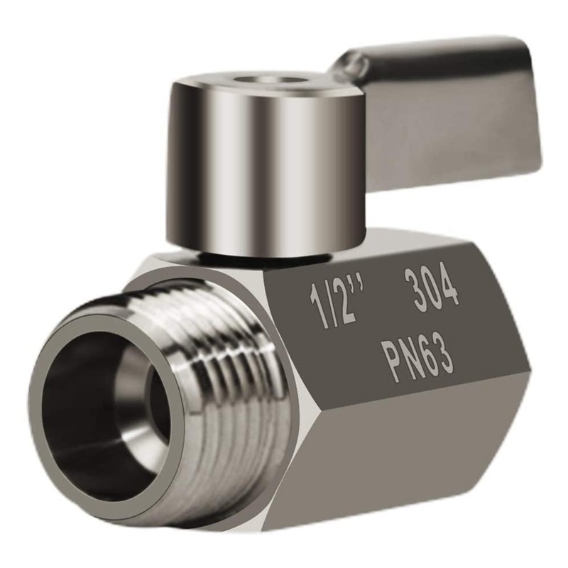 304 Stainless Steel Mini Ball Valve(12 Inch Female x Male) NPT Thread, Water Flow Regulator Head Con