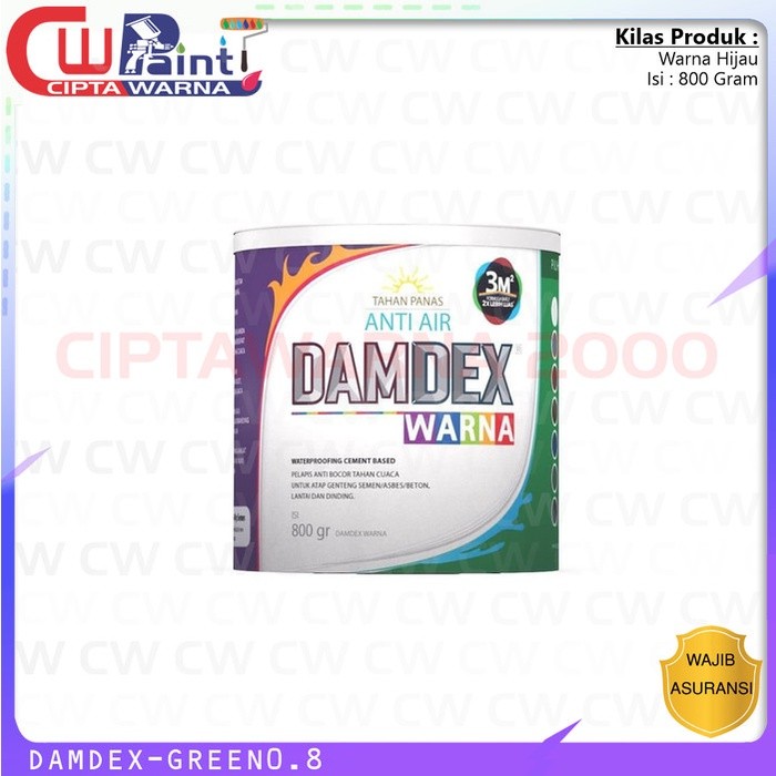 Cat DAMDEX WARNA 0.8kg Green Hijau WATERPROOFING KOLAM IKAN RENANG - B7 CWS