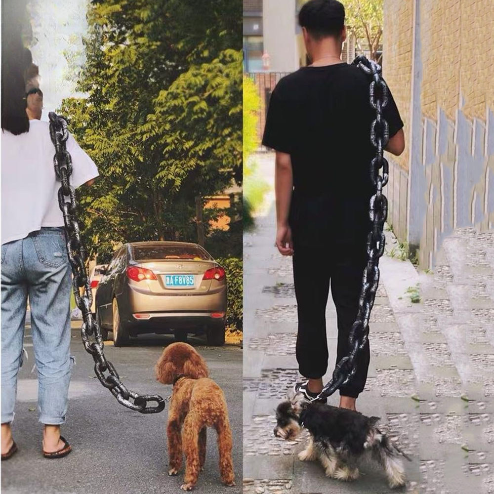 Huge Plastic Simulation Iron Chain for Dogs Thick Plastic Dog Leashes Fun Puppy Traction Rope Big Ir