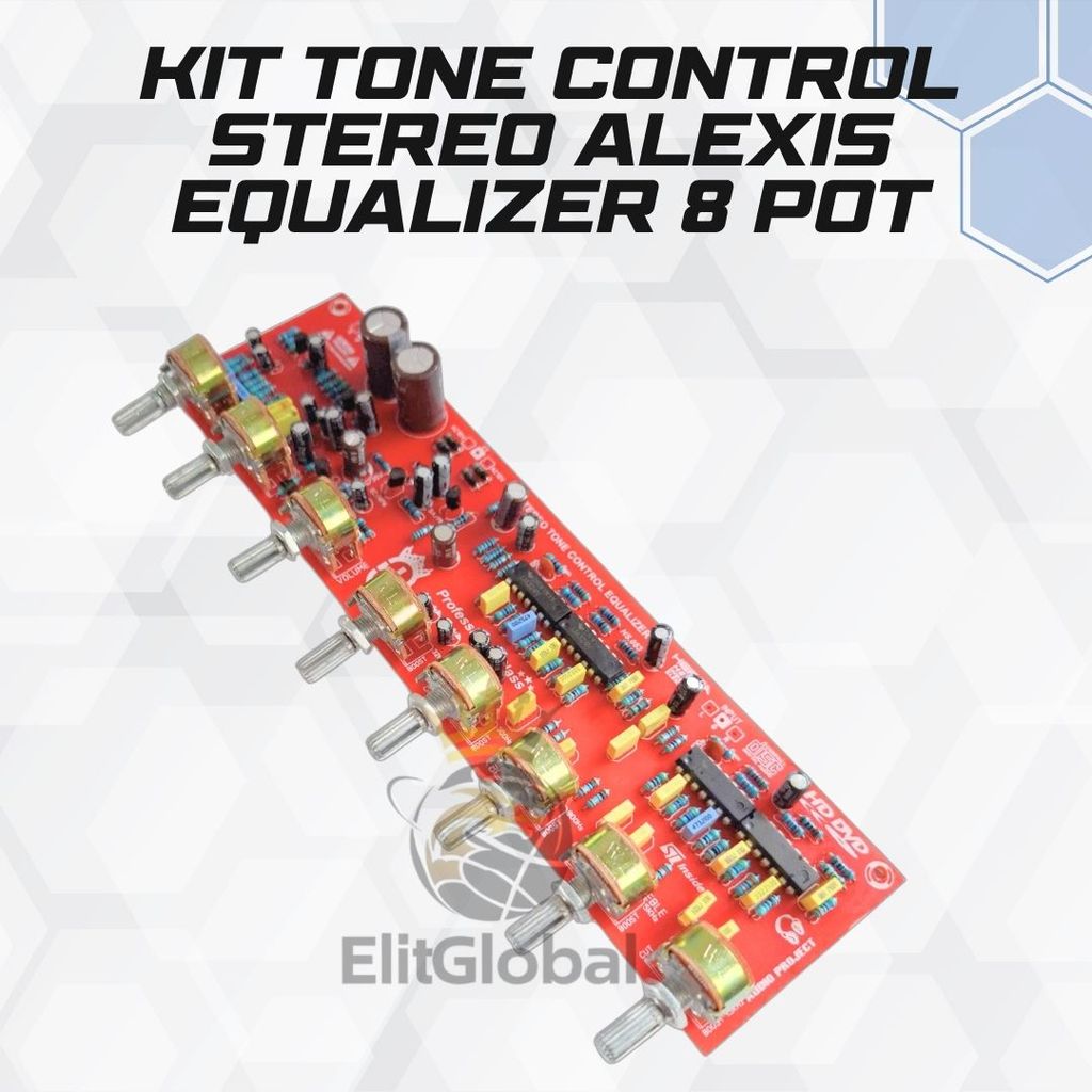 Tone Control Stereo Alexis Equalizer 8 Potensio 15V CT Bass Treble Volume Middle Boost