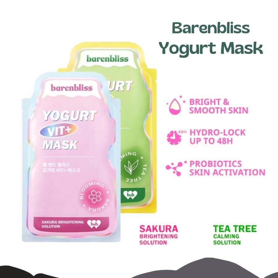 BNB Barenbliss Yogurt Vit+ Mask - Calming Sheet Mask Korea Essence Serum Masker 25ml - Tea Tree Oil 