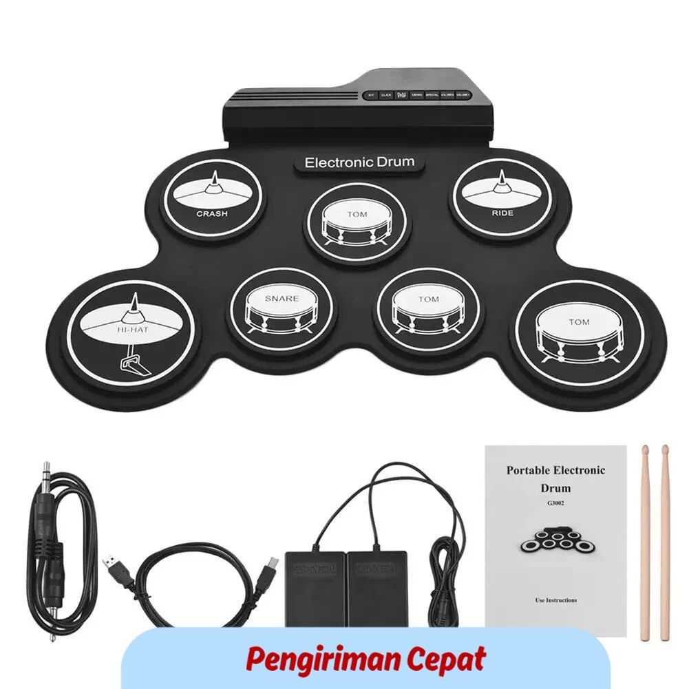 PCP 2022New Folding Silicone Hand Roll USB Electronic Drum Portable Practice Drums Pad Kit With Drum