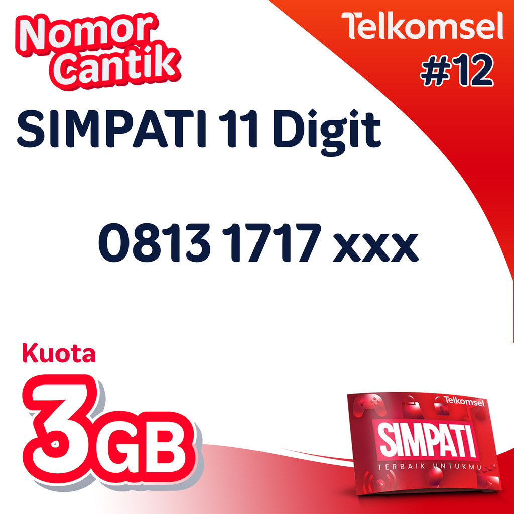 Nomor Cantik Telkomsel Simpati 11 Digit 3GB Nasional 12