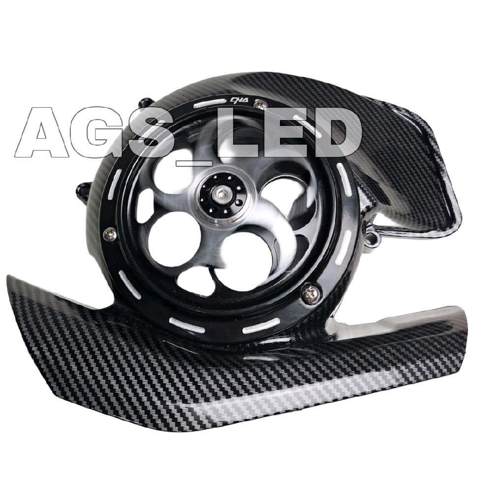 COVER KIPAS MOTOR KARBON PLUS SPINNER CNC TUTUP KIPAS SPINNER 1 SET MIO M3,MIO SMILE,MIO SPORTY, FAZ