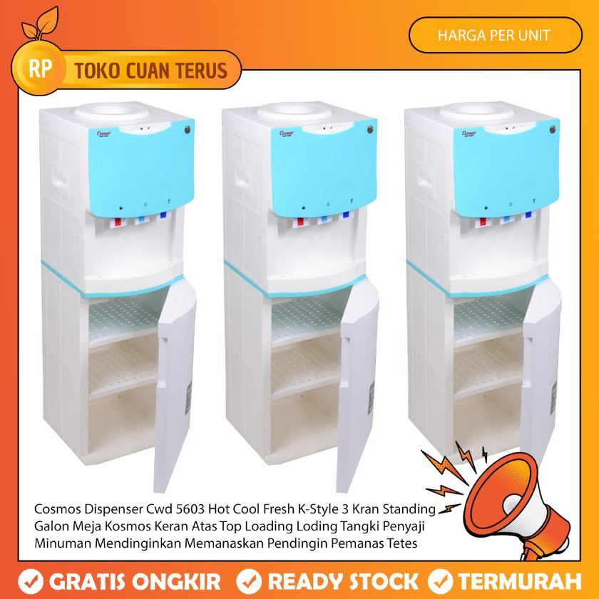 Cosmos Dispenser Cwd 5603 Hot Cool Fresh K-Style 3 Kran Standing Galon Penyaji Minuman Mendinginkan 