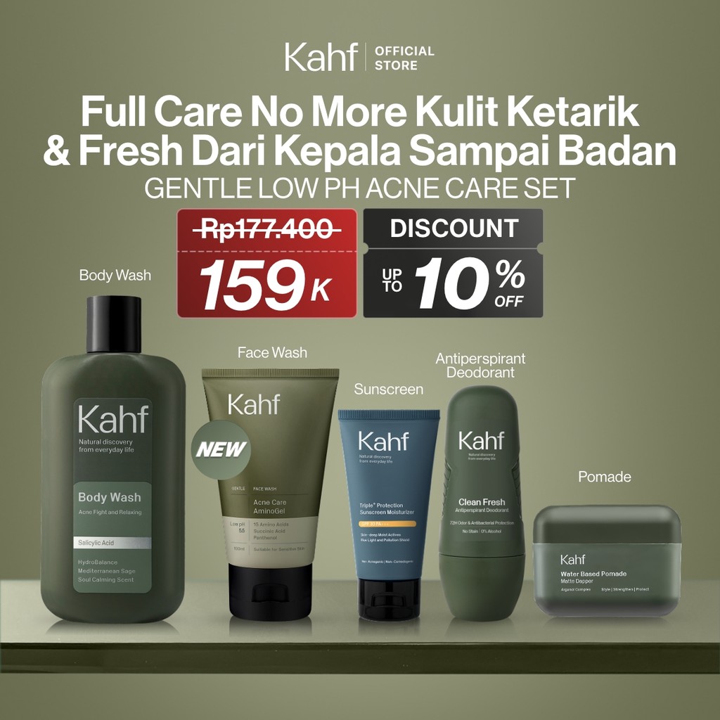 [KAHF BUNDLE 5IN1 PAKET BEBAS KUSAM : FULL CARE NO MORE KULIT KETARIK & FRESH DARI KEPALA SAMPAI BAD