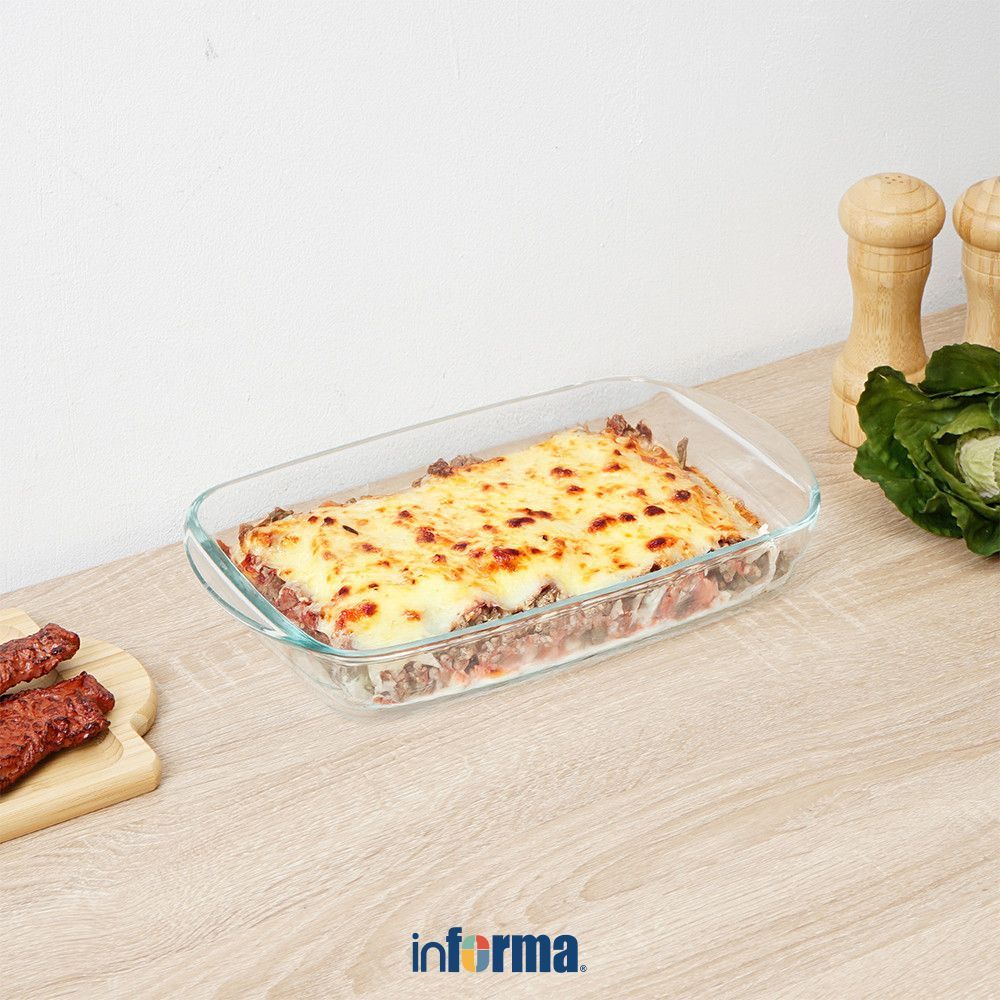 Informa Cooking Color 2 ltr Decca Loyang Kue Kaca Rectangular Tray Adonan Wadah Panggang Kue Cetakan