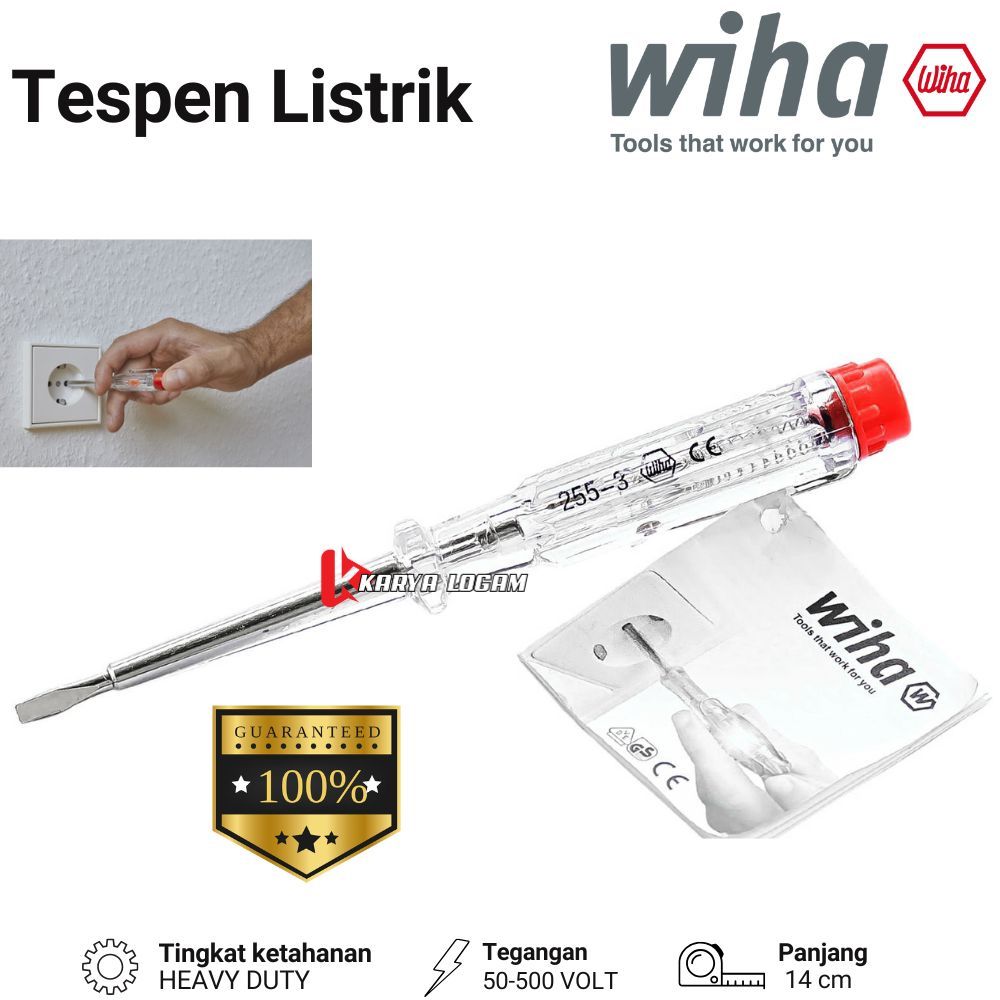 Obeng Tespen WIHA Germany Original Voltage Tester 220-250 V AC