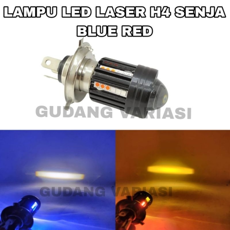Lampu Utama Soket H4 Laser LED SENJA MERAH dan SENJA BIRU Cocok Untuk Mobil Motor