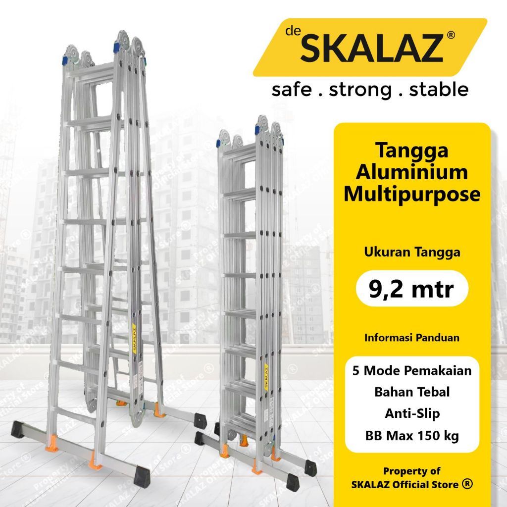 Tangga Aluminium Multipurpose 9,2 mtr Merk SKALAZ
